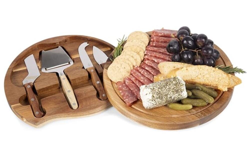 Toscana Monogram Initials "T" Personalized Acacia Cutting Board & Tools Set